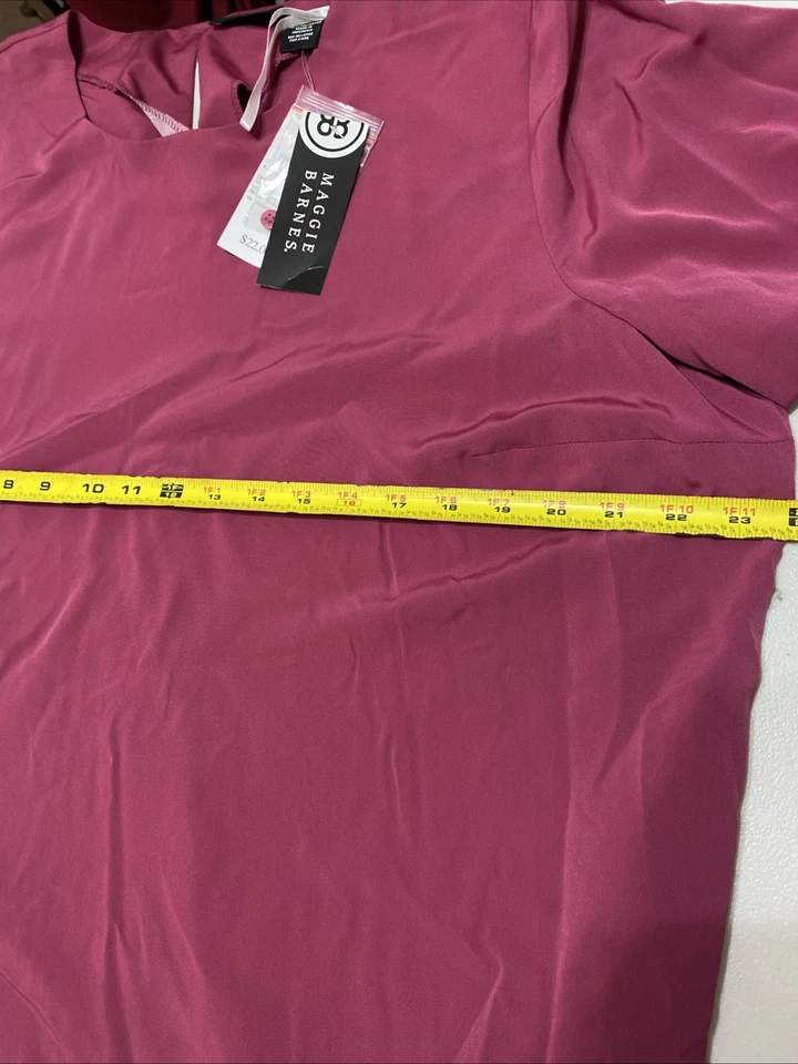 Blusa Top Maggie Barnes Rosa Fucsia, Sedosa Manga Corta Talla 1X Cuello Redondo Nueva con Etiquetas Foto 4 de 4