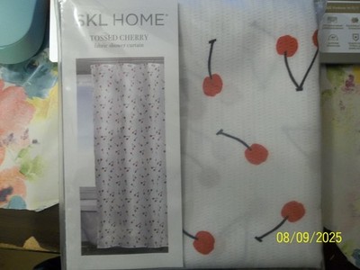 SKL HOME~TOSSED CHERRY W/WHITE BACKGROUND~FABRIC SHOWER CURTAIN~NEW~70'' X 72''