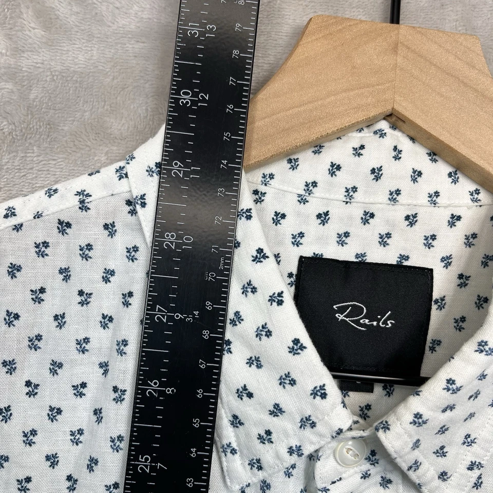 Rails Shirt Mens Carson Geometric Linen Blend Button Up Short Sleeve Size L - Image 4 of 4