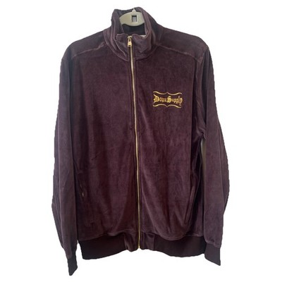 Dogg Supply by Snoop Dogg Men's S Velour Full Zip Jacket Brown