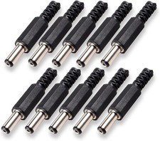 10-Pack 5.5mm x 2.5mm DC Socket Male Barrel Jack Solder On Power Plug Adapt