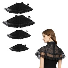Womens Retro Cloak Rave Shoulder Cape Classic Lace Neck Dance Party Ruff Collar