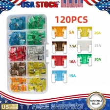 120Pcs 2A-35A Assortment Low Profile Mini Blade Fuse Set Kit Car Truck