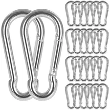 60 Pack 3" Heavy Duty Spring Snap Hook, M8 5/16" Galvanized Steel Carabiner Clip