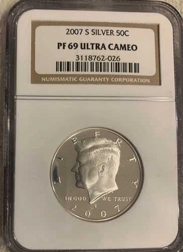 2007-S Proof SILVER Kennedy Half Dollar NGC PF-69 ULTRA CAMEO (90% SILVER)