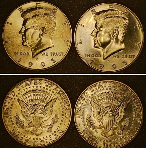 🔥(2) FDC 1995 MEZZO DOLLARO KENNEDY (1) P & (1) D DOPPIO FUSTELLATO DRITTO VARIETÀ - Foto 1 di 10