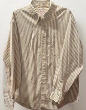 Brooks Brothers XL Blue/Yellow Stripe The Original Polo No Iron Cotton Button Up