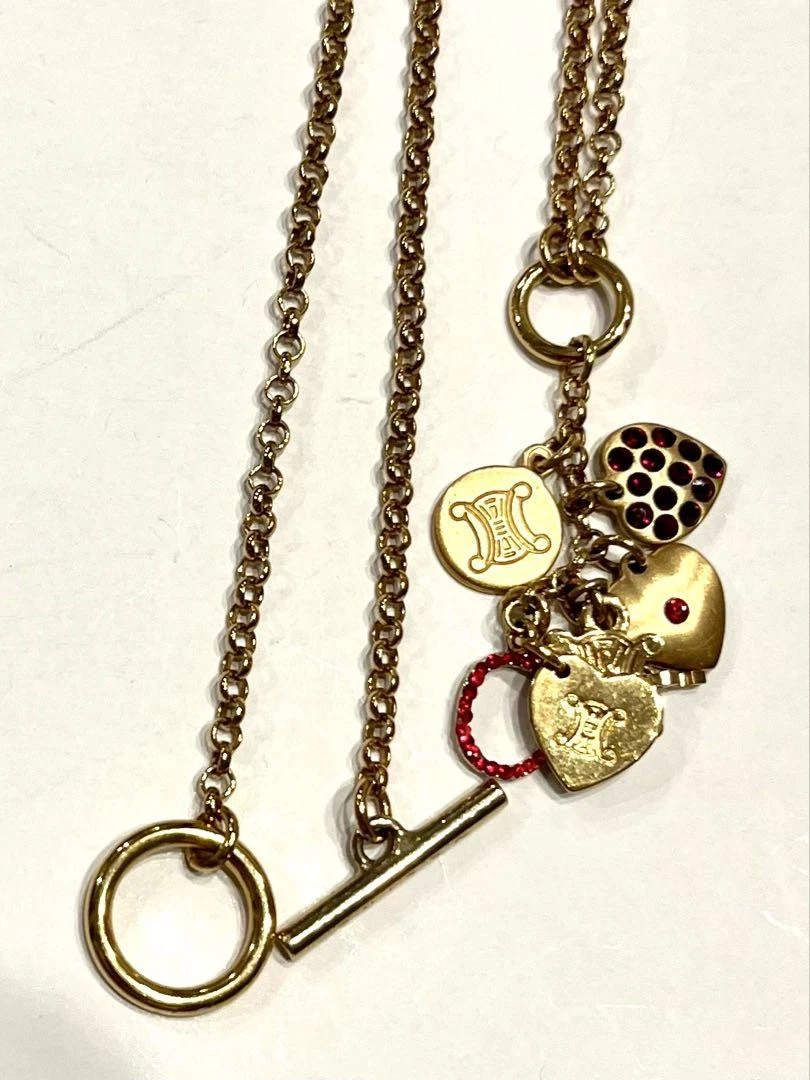 Collana CELINE Trionfo Logo Cuore Charm Strass