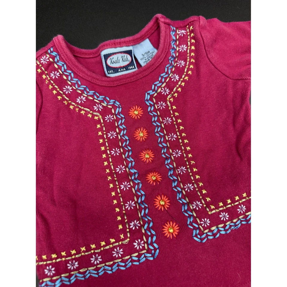 Conjunto Conjunto Top y Pantalones Cortos Denim Bordados 3/6M Koala Niños Infantes Niñas De Colección Foto 2 de 4