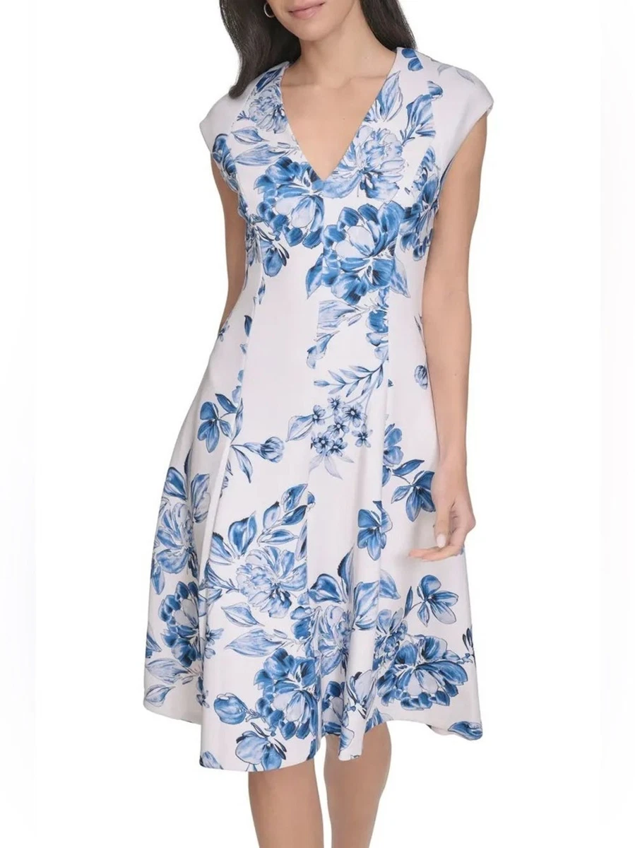 calvin klein blue dress with flowers Floral Dresses for Women for sale Short cap sleeves vt::Dresses::Occasion::Date Night Jenni Rivera Black Dress Size:37.5 (US 7.5)