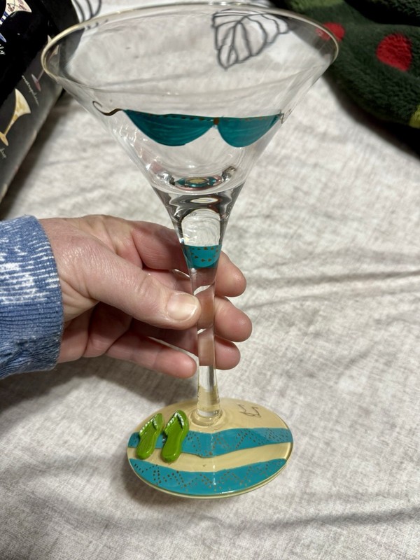 Lolita “Bikini” 10oz Martini Glass Collection Hand Painted In Box