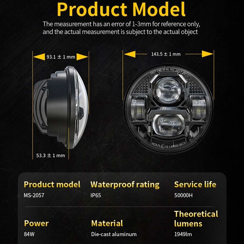 5-3/4" 5.75" LED Headlight W/DRL,High Low lamp For Indian Scout Bobber 2017-2024 - Image 4 of 4