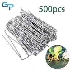 500 Pack 6" 11 Gauge Garden Stakes Landscape Staples Galvanized Sod Staples