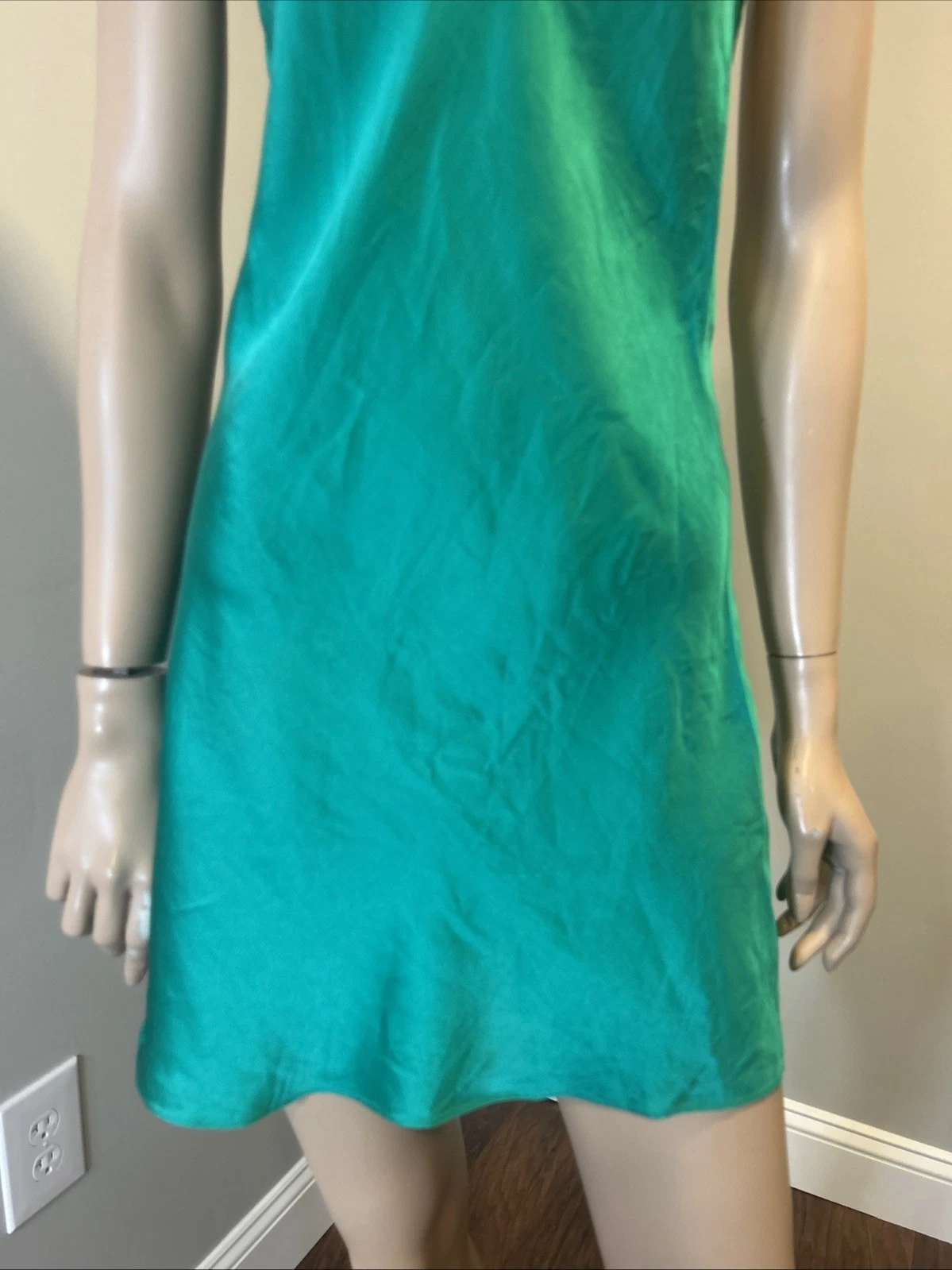 UNDERCOVER Camicia da notte Victoria's Secret 100% seta verde slip abito schiena aperta taglia M