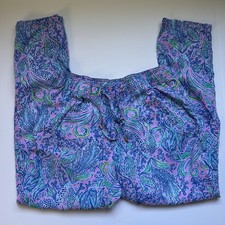 Lilly Pulitzer Taron Mid-Rise Linen Pants Lilac Rose Mermaid Medium