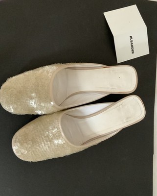 Jil Sander Mules, Pantoletten mit Pailletten Gr.39/40,orig.Schuhbeutel u. Karton