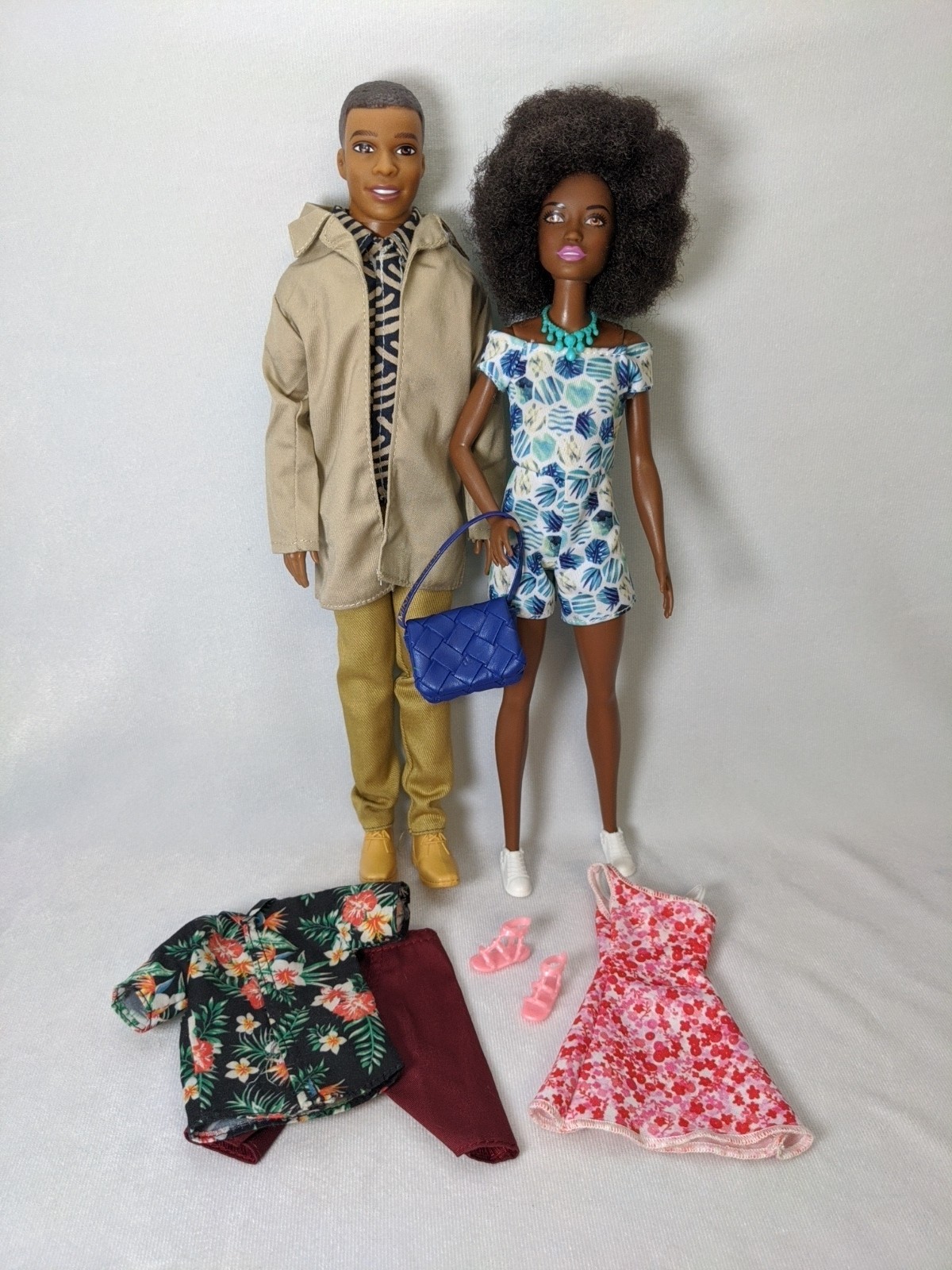 Redressed Barbie And Ken Fashionista Dolls With Clothes And Accessories