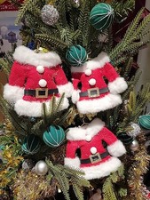 Lot Of 3 - Mrs. Santa Christmas Tree Ornaments Red  White Santa Dress