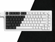 Black White Double Shot PBT Topographic Keycaps 132 Keys Cherry Profile