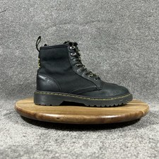 Dr Martens 1460 Panel J Youth Size 3 Black Leather Zip Lace Up Combat Boots Used