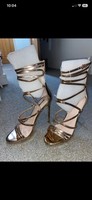 Carvela Bronze Strappy Stiletto Heels UK 7 EU 40 Open Toe Buckle