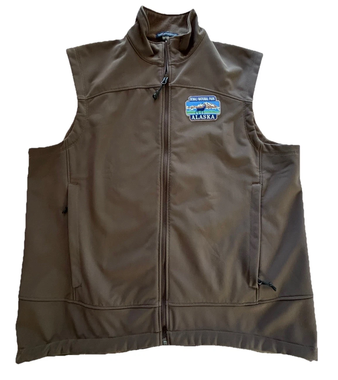 Port Authority Brown Vest Men’s XL Denali National Park Alaska Patch Full Zip
