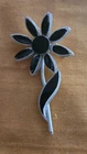 Black & White Enamel Daisy Flower Pin Brooch 70s Flower Power Costume Jewelry