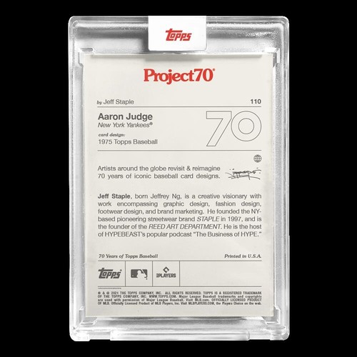 2021 Project 70 #110 1975 Aaron Judge by Jeff Staple (PR=2,204) Yankees - Picture 2 of 2