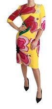 DOLCE & GABBANA Dress Yellow Floral Crystal Bodycon Sheath IT40/ US6/S RRP $9300