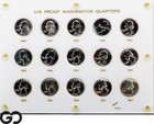 1950-1964 U.S. Proof Set of 15 Washington Quarters, in Capital Plastic, Superb!