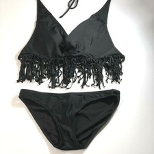 American Eagle 2 piece Bikini Size SP Bottoms  XL Top Tie back Halter Black