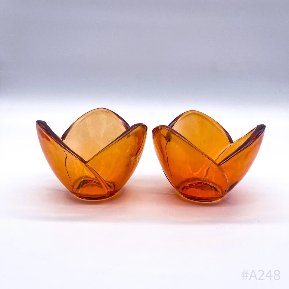 2er Set Teelichthalter aus Glas in Blumenform Orange 2 Stück | 9x7cm - Bild 4 von 4