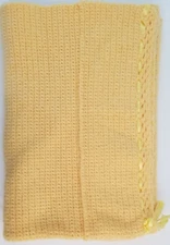Afghan Throw Lap Couch Blanket Yellow Knitted Handmade 44 x 65 Inch 
