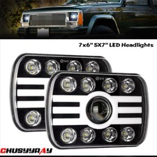 For Chevrolet C10 C20 C30 1981-1986 Pair 7x6 Led Headlights Hilow Lamps 6000k