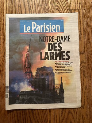 Le Parisien Newspaper Notre dame Fire Journal Rare Paper French France