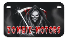 Grim Reaper Bloody Sickle Motorcycle License Plate Personalize Text Any Color