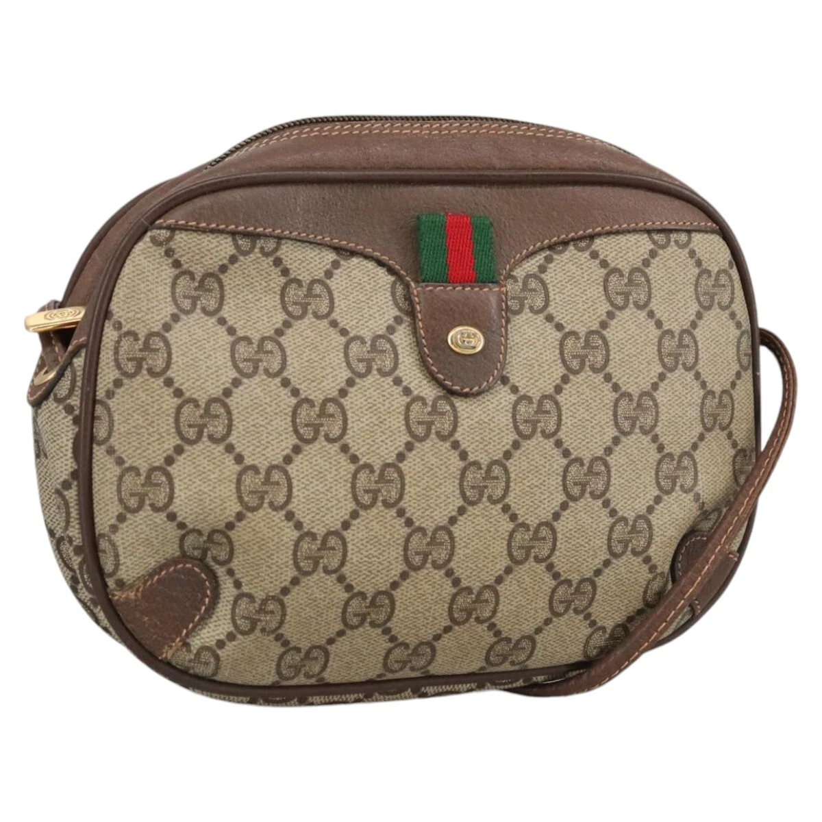 Sac à bandoulière GUCCI GG Supreme Web Sherry Line PVC beige 156 02 066 authentique 102468