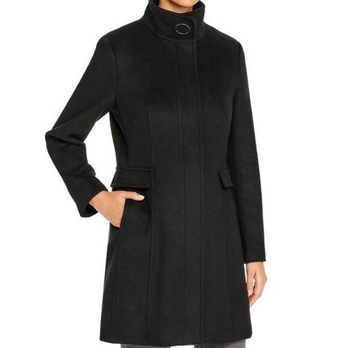 Wool Mid-length Stand Collar Coat Black 