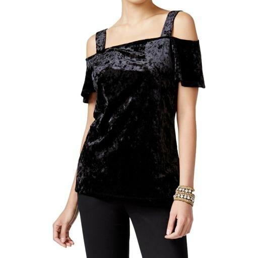 black velvet cold shoulder top