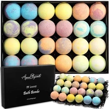 Luxury Bath Bombs for Women (Aqua Elegante) - Gift Set of 24 Bubble Bathbombs