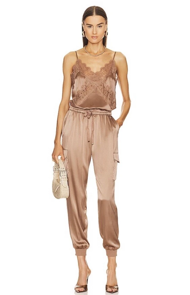 CAMI NYC Womens Elsie Silk Pants in Hickory Pull On Elastic Cuff Size Medium - Image 3 of 4