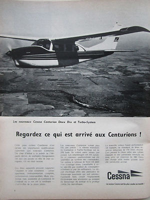 6/1967 PUB AVION CESSNA CENTURION TURBO-SYSTEM FLUGZEUG ORIGINAL FRANZÖSISCHE ANZEIGE