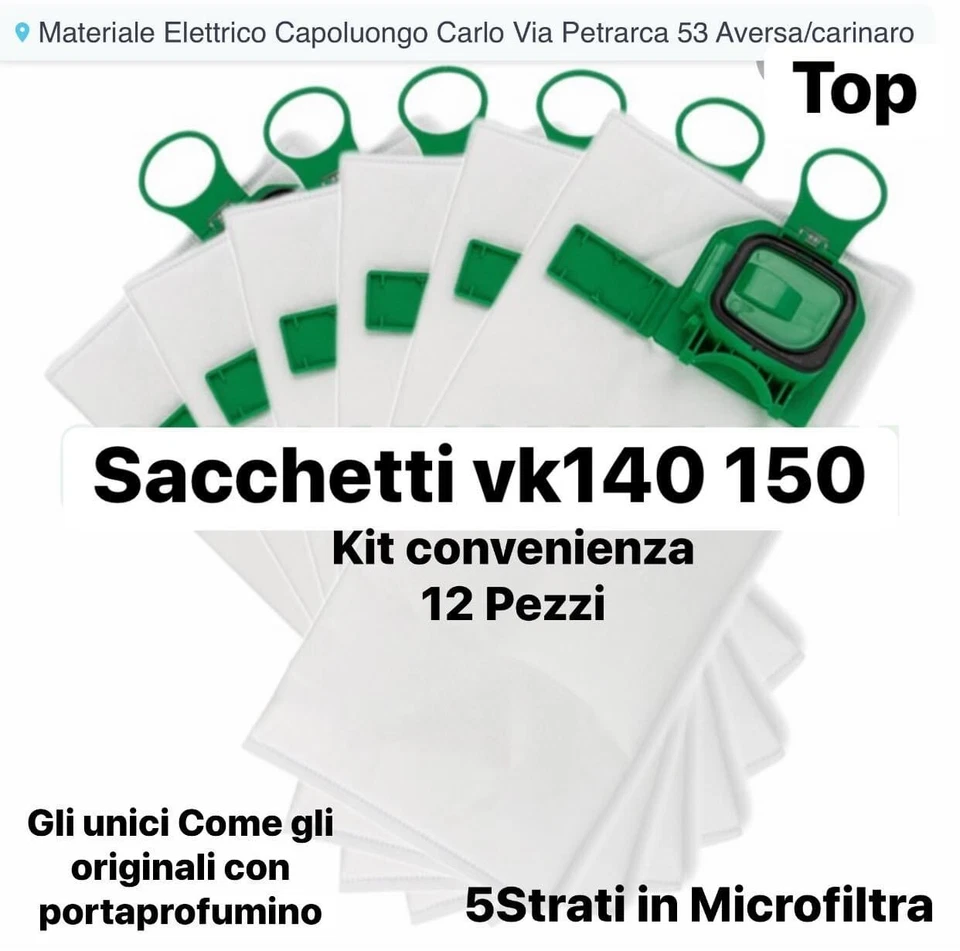Sacchetti Folletto Vk140 Vk150 Kobold Per Vorwerk Aspirapolvere Folletto Kit12pz