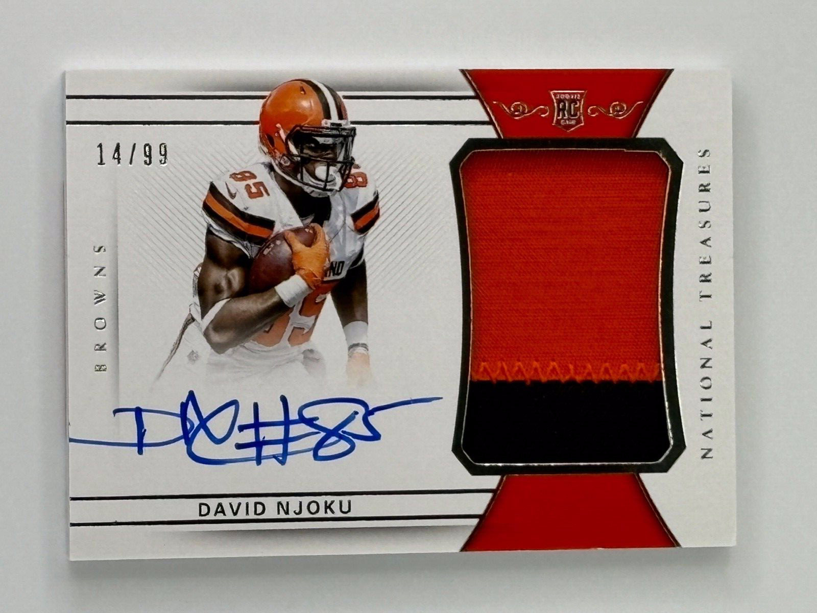 David Njoku Panini National Treasures #202 Patch Autograph