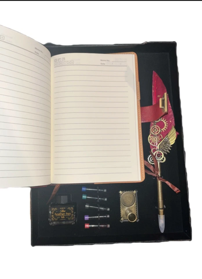 Juego de tinta pluma pluma con pluma y cuaderno Foto 3 de 3