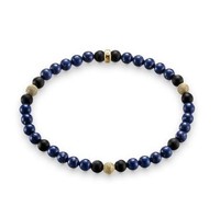 Thomas Sabo Lapis & Obsidian Beads & 18k Gold Plated Ss Balls Bracelet Sz:l/7.5 Thomas Sabo Lapis & Obsidian Beads & 18k Gold Plated Ss Balls Bracelet Sz:l/7.5