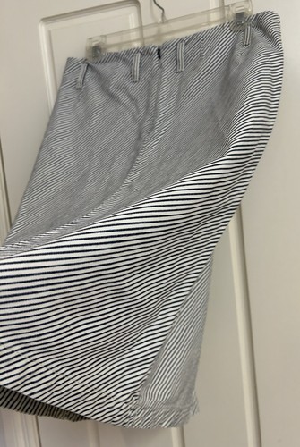 JAG Denim Skirt Size 10 White Navy Stripes Pleated Belt loops - Picture 13 of 21