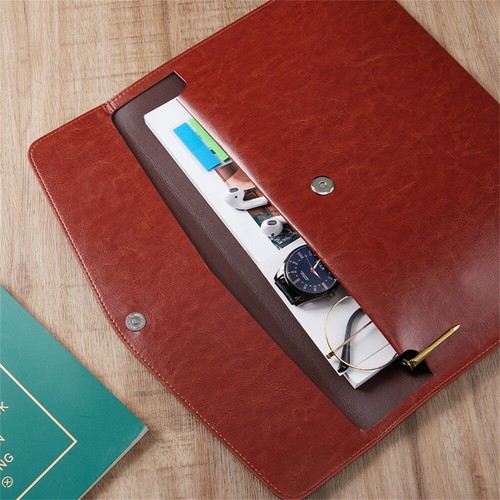 A4 A6 PU Leather File Folder Document Holder A4 File Folder Button