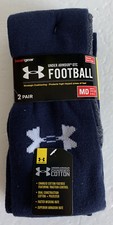Under Armour Heat Gear NEW Football 2-Pack Mens Navy Blue Socks Size 4-8.5