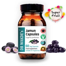 DR WAKDE'S Jamun Capsules (Indian blackberry) | 60 Veg Caps | Ayurvedic Suppl...